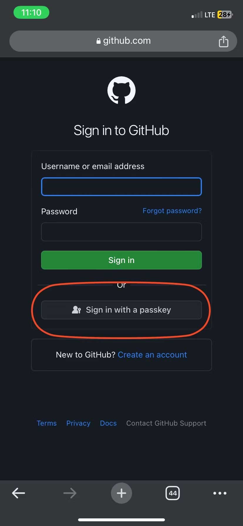 Đăng nhập trên GitHub