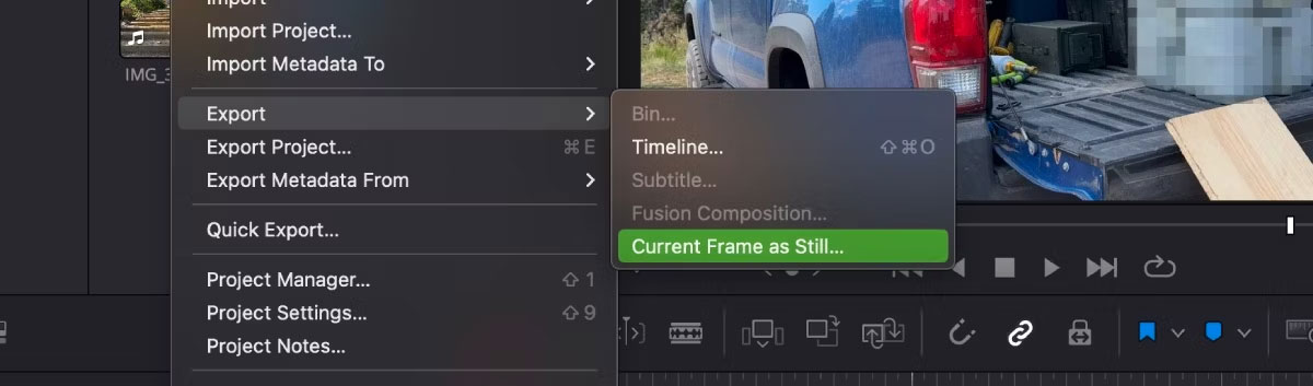 Xuất ảnh tĩnh từ DaVinci Resolve