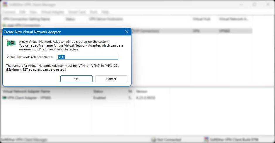 Thiết lập client Windows SoftEther VirtualNetworkAdapter