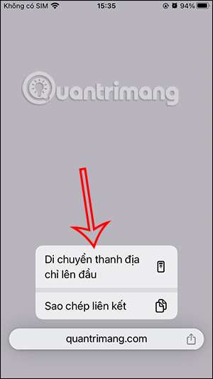 Thanh địa chỉ Chrome iPhone lên trên
