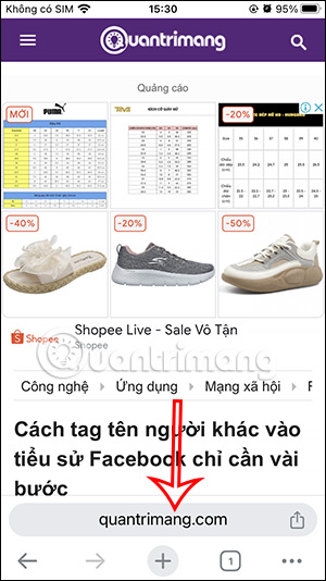 Thanh địa chỉ Chrome iPhone xuống dưới