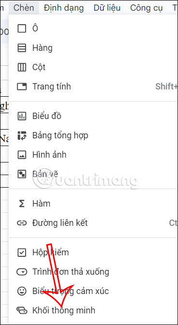 Khối thông minh trong Google Sheets 
