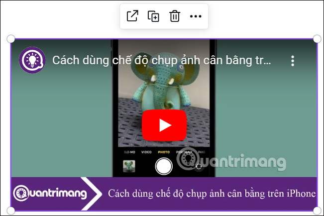 Nhúng video YouTube trong văn bản Canva 