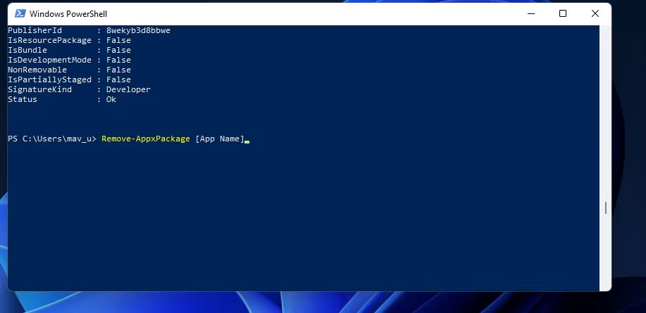 Lệnh Remove-AppxPackage