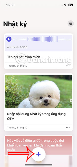 Viết nhật ký mới trên iPhone