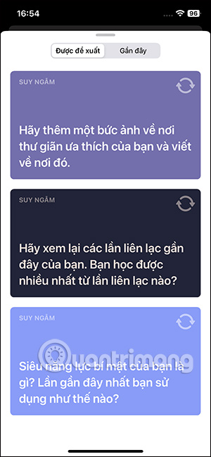 Xem gợi ý viết nhật ký iPhone