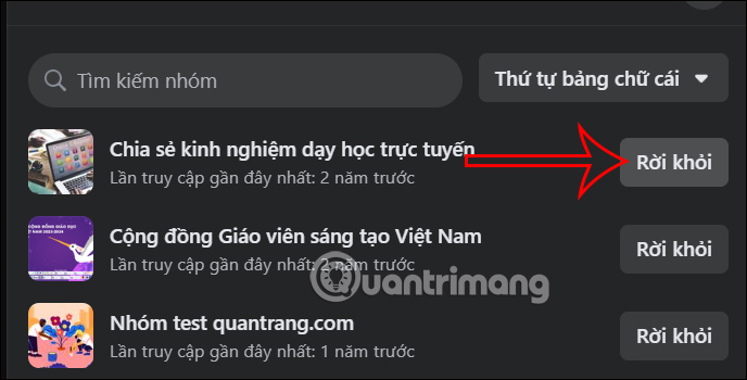 Rời nhóm trên Facebook PC
