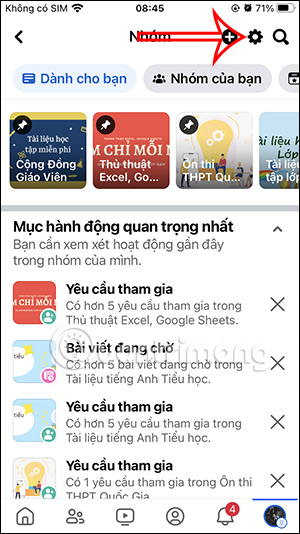 Cài đặt nhóm Facebook