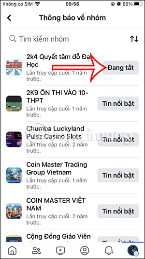 Tắt thông báo nhóm Facebook