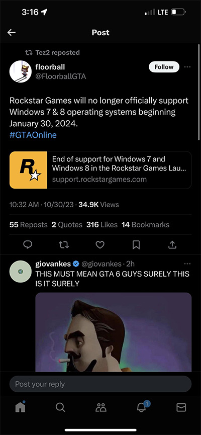 Rockstar Games ngừng cập nhật GTA 6 trên Windows 7/8