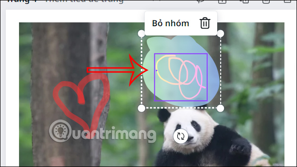 Bỏ nhóm hình vẽ trong Canva