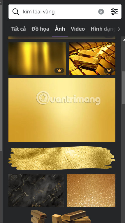 Từ khóa tìm kiếm trong Canva