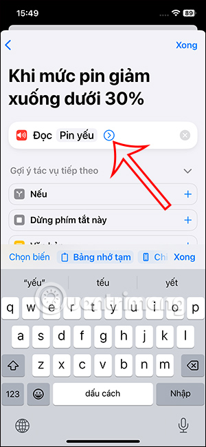 Nội dung đọc thông báo pin yếu