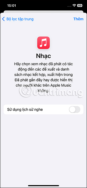 Tắt lịch sử nghe nhạc Apple Music