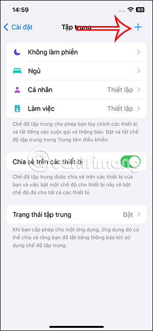 Thêm chế độ Tập trung