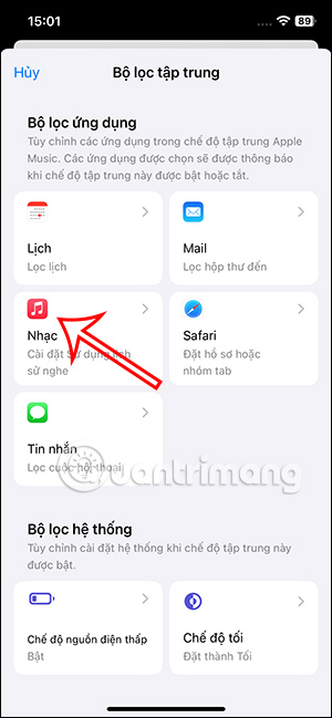 Chọn ứng dụng Nhạc