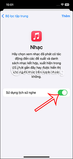Chế độ lịch sử nghe nhạc Apple Music
