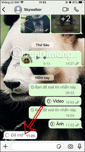 Thông báo đã xem ảnh 1 lần trong WhatsApp