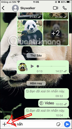 Tùy chọn gửi tập tin trong WhatsApp