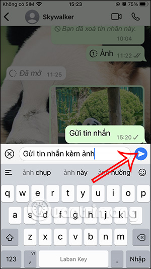 Nhập nội dung tin nhắn mới trong WhatsApp