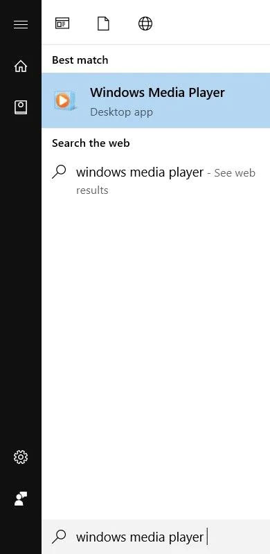 Khởi động Windows Media Player