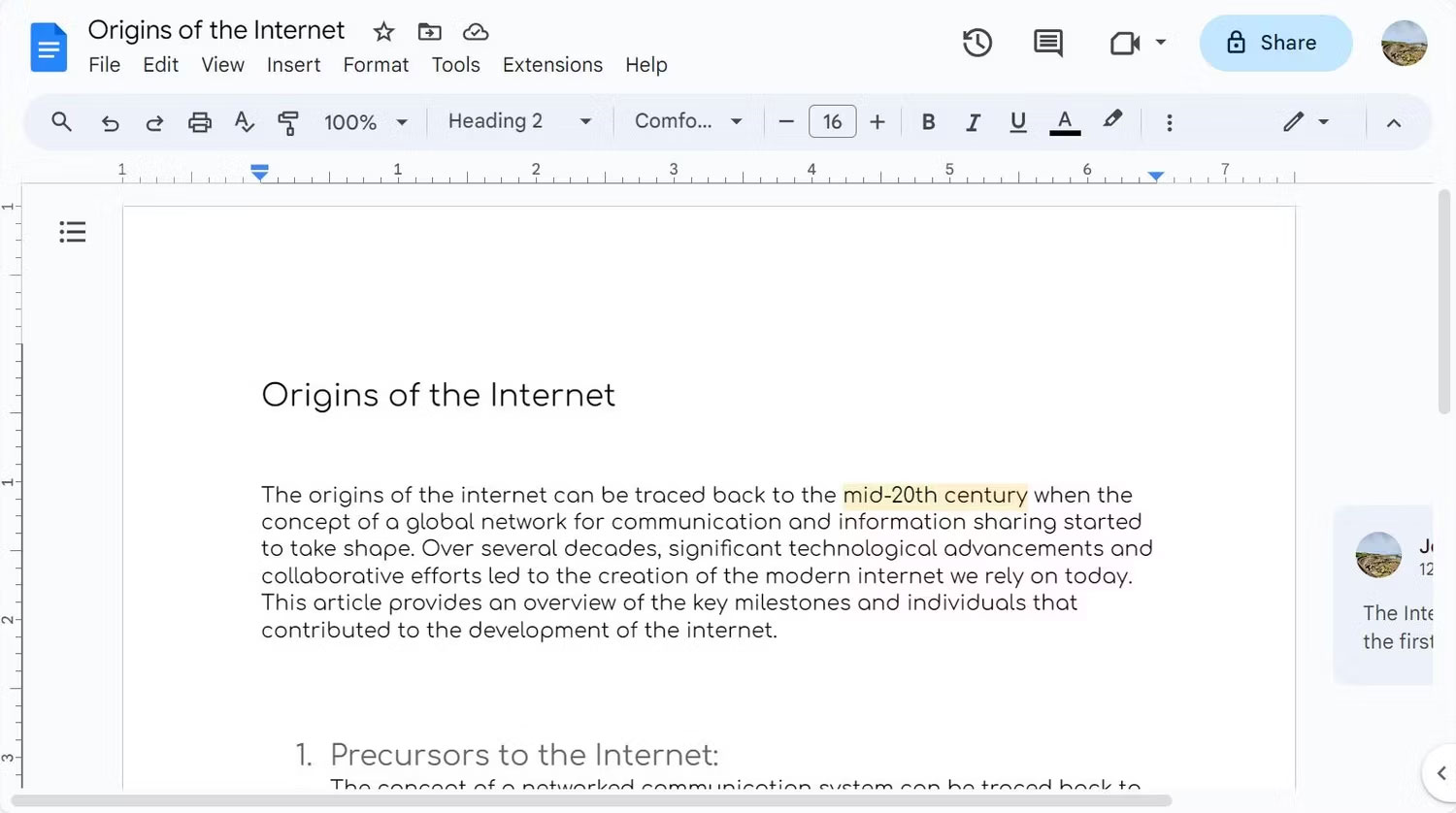 Trang ghi chú lớp học Internet của Google Documents
