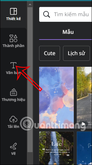 Viết chữ trong văn bản Canva 