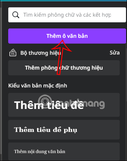 Khung nhập văn bản Canva