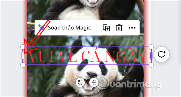 Thu gọn khung chữ trong Canva