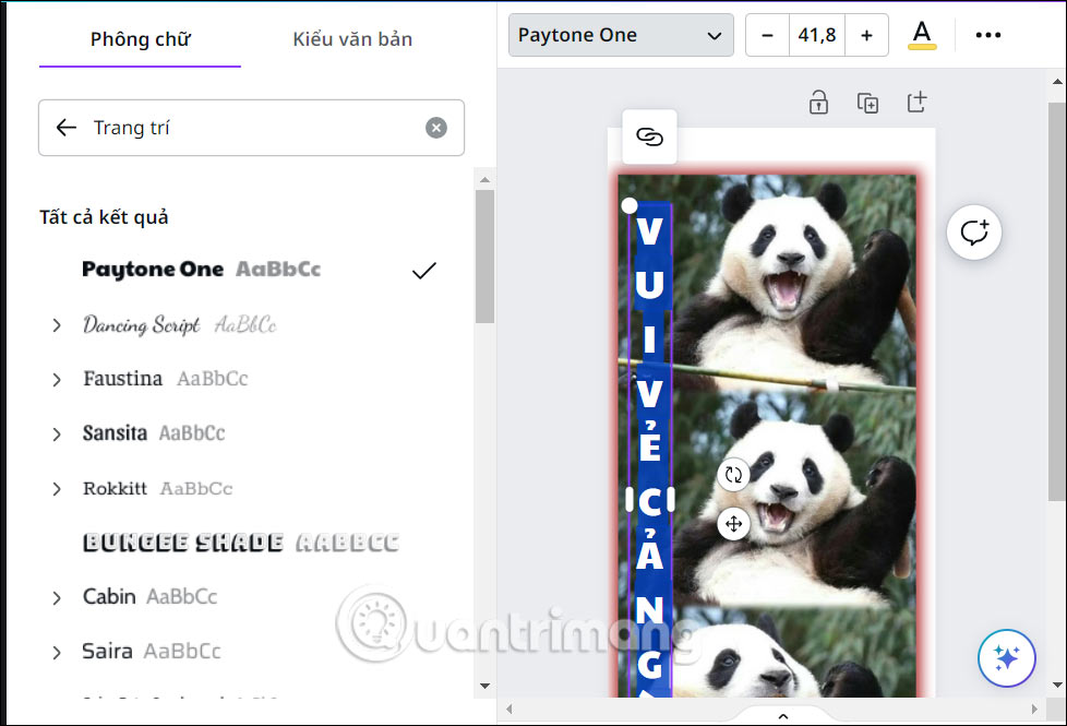 Chỉnh định dạng chữ viết dọc trong Canva