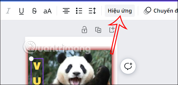 Chọn hiệu ứng cho chữ viết dọc trong Canva