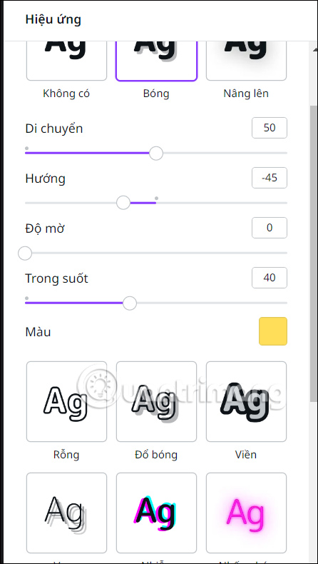Hiệu ứng cho chữ viết dọc trong Canva