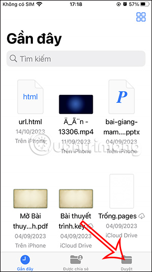 Duyệt trong ứng dụng Tệp iPhone