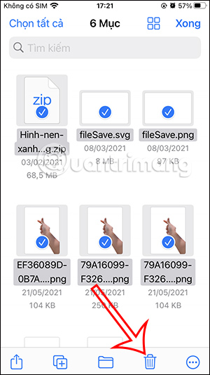 Xóa tập tin iCloud tải xuống