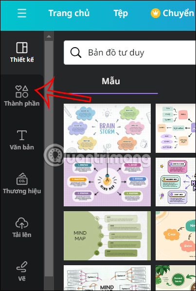 Mục Thành phần trên Canva 