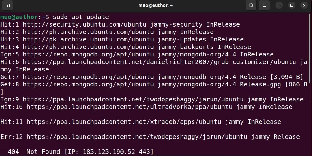 Cập nhật danh sách gói trên Ubuntu