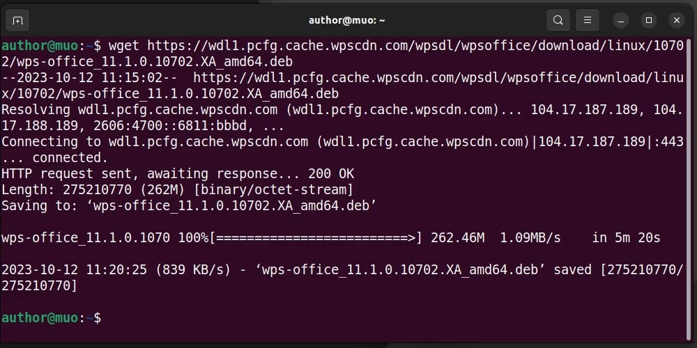 Tải xuống gói WPS trên Ubuntu