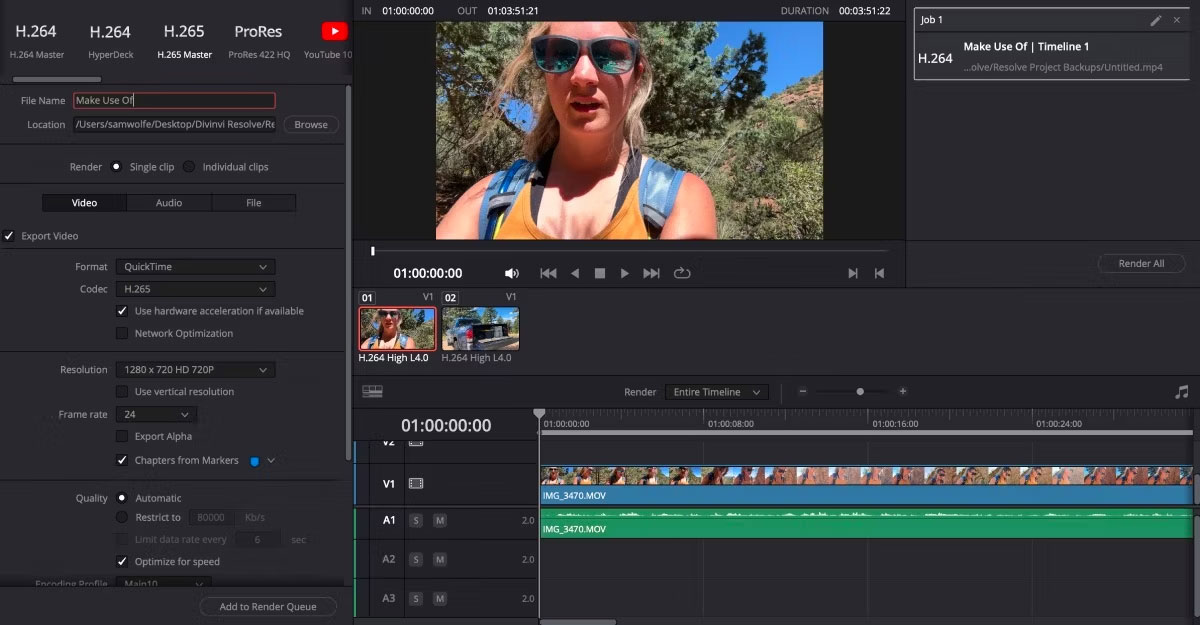 Kết xuất video hoàn chỉnh trên DaVinci Resolve