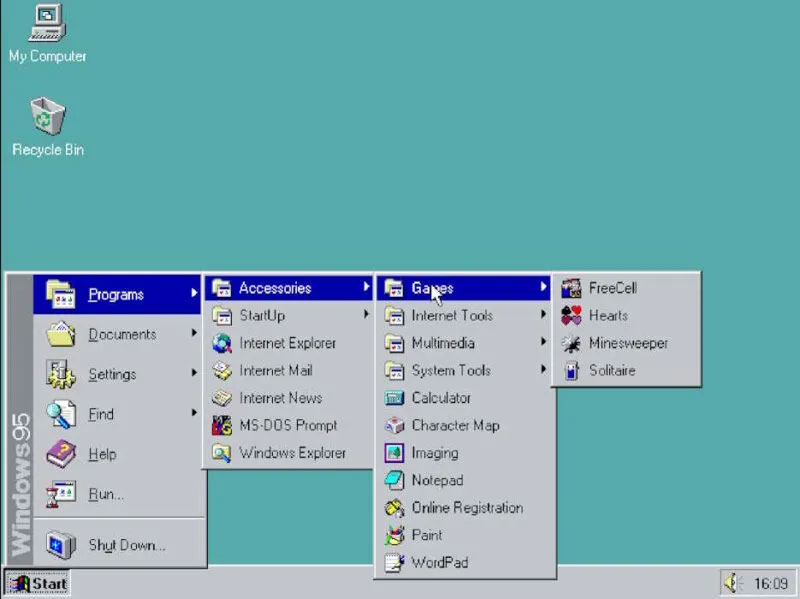Windows 95 programs in a web browser emulator.
