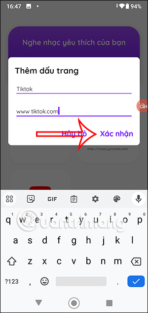 Lưu trang web trên Playback