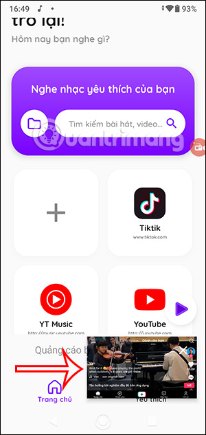 Video nổi trên Playback