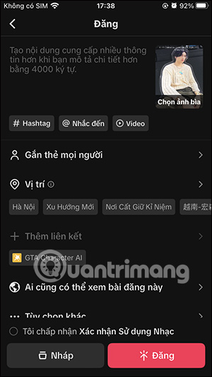 Đăng video filter GTA trên TikTok