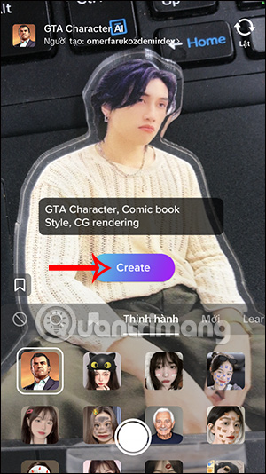 Tạo nhân vật GTA trên TikTok
