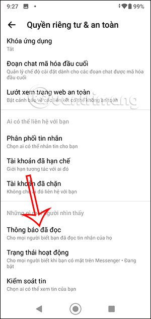 Thông báo đã đọc trên Messenger