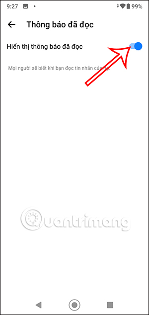 Hiển thị thông báo đã đọc Messenger