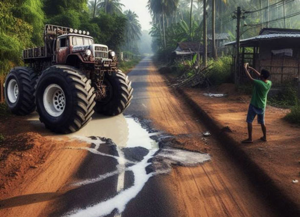 Một chiếc xe tải quái vật do AI tạo ra ở Kerala