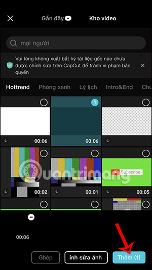 Chọn nền video trên CapCut