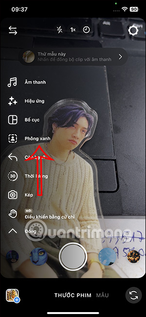 Phông xanh trên Instagram Reels