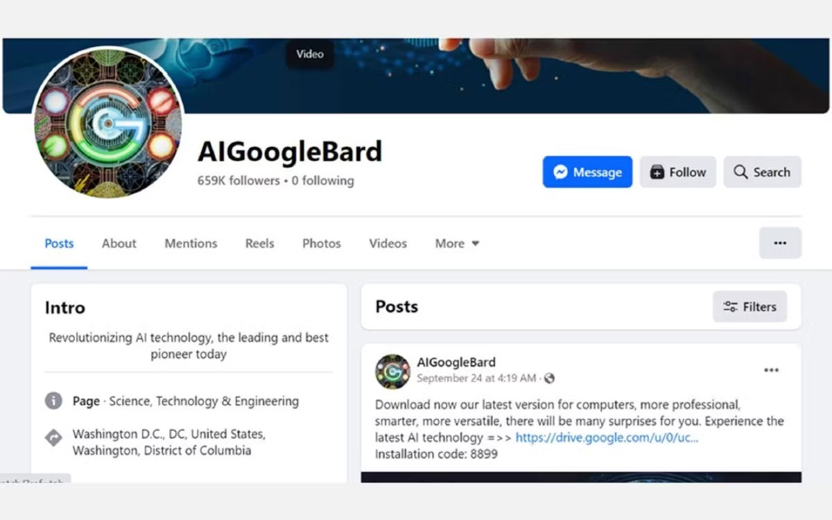 Trang Facebook AIGoogleBard