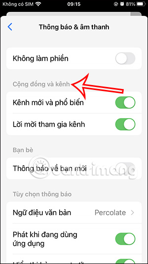 Chỉnh thông báo Cộng đồng và kênh Messenger